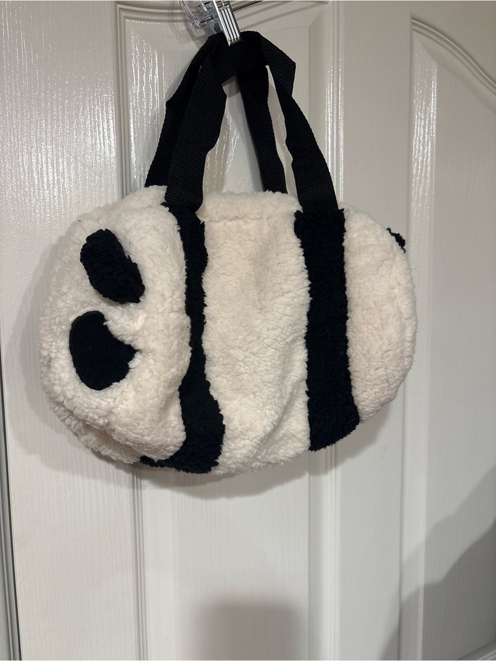 NWOT- Kids Plush Panda Tote Bag in White and Black